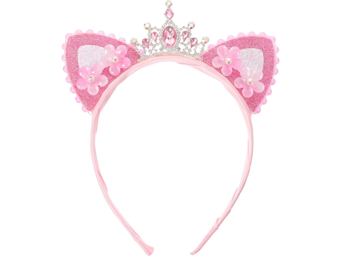 Tiara brilhante com orelhas de gato e strass.