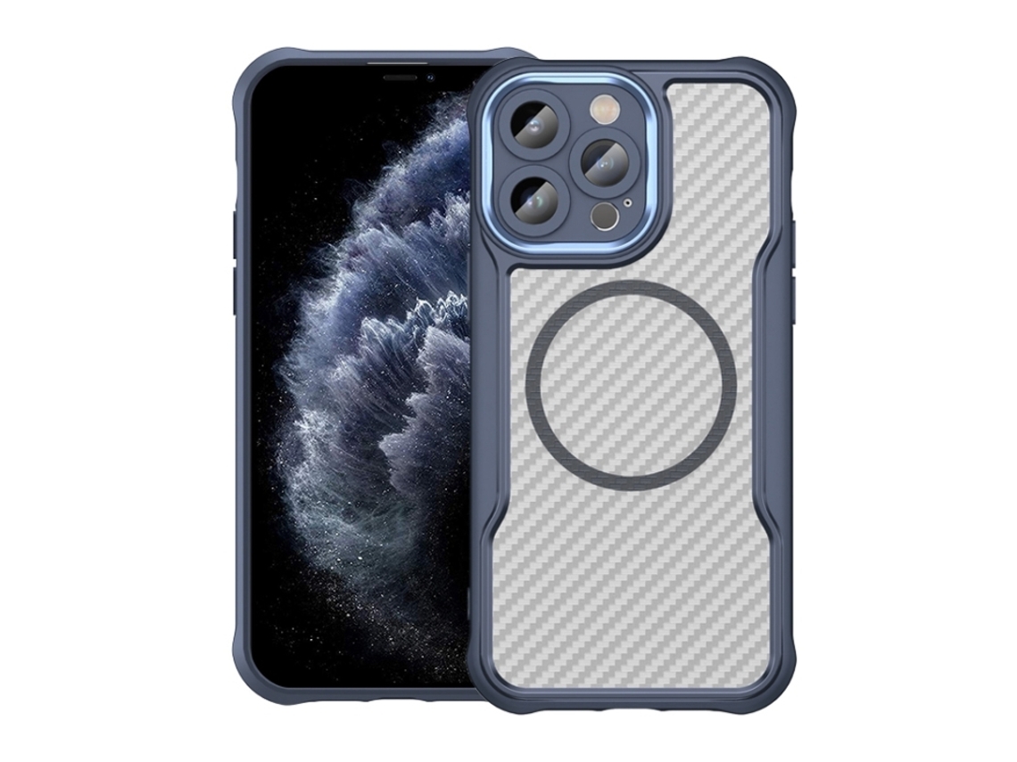 Capa Transparente Para Iphone 11 Pro - Textura De Fibra De Carbono - Magsafe