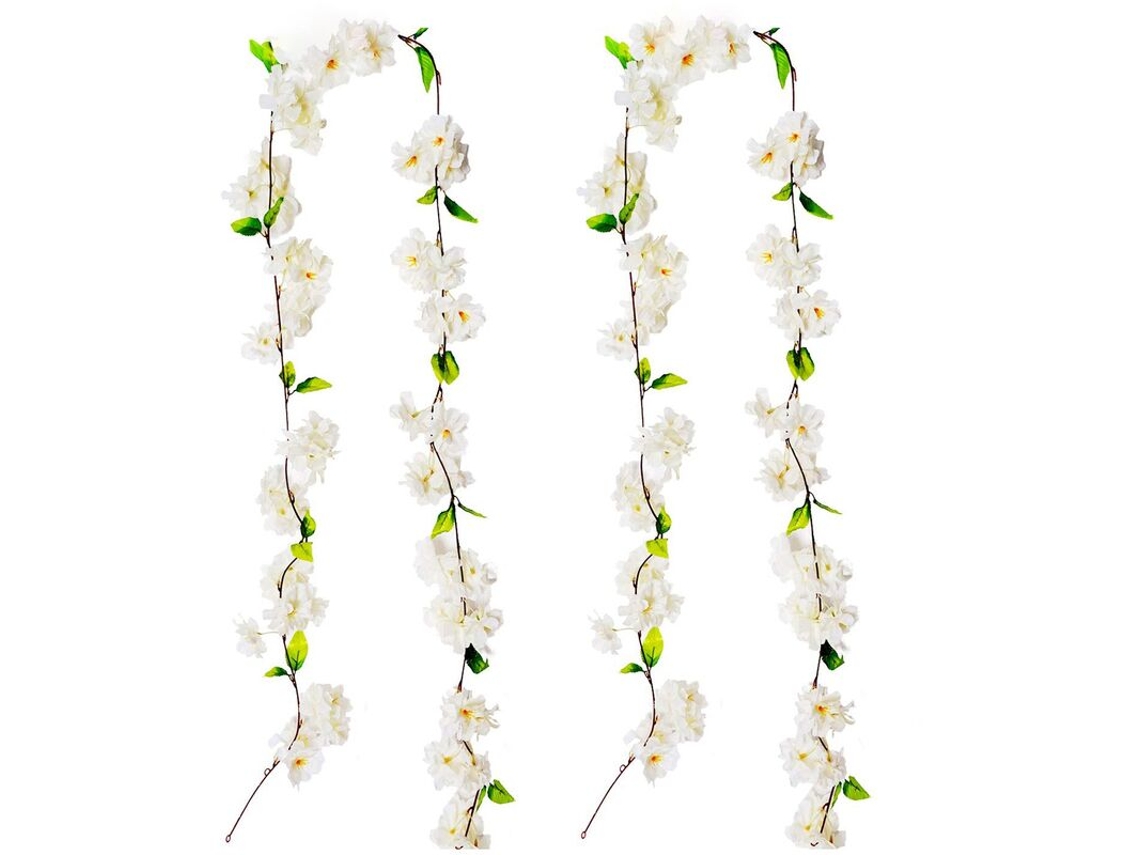 Guirlanda Artificial de Cerejeira com Pétalas Brancas, para Casamentos, Festas AQUAFORGE