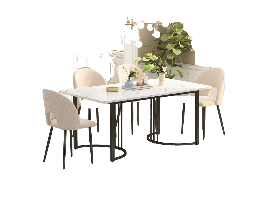 Mesa De Jantar, Estilo Moderno, Estrutura De Metal Robusta, Preto