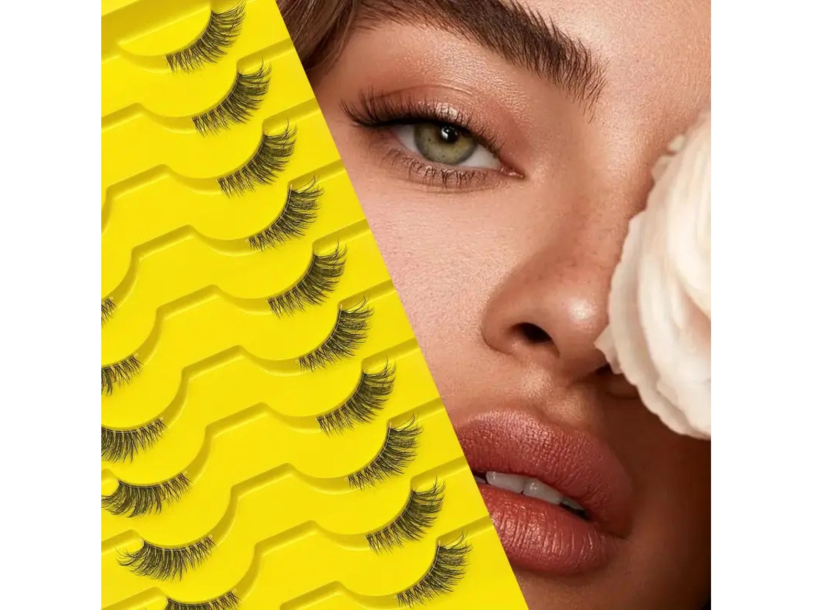 Cílios Postiços Naturais com Efeito Alongador na Ponta Dos Olhos, 10 Pares, Estilo Europeu e Americano, em Peça Única Resistente À Água STELASPLEN