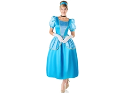 Fato de princesa azul celeste de conto de fadas para mulher