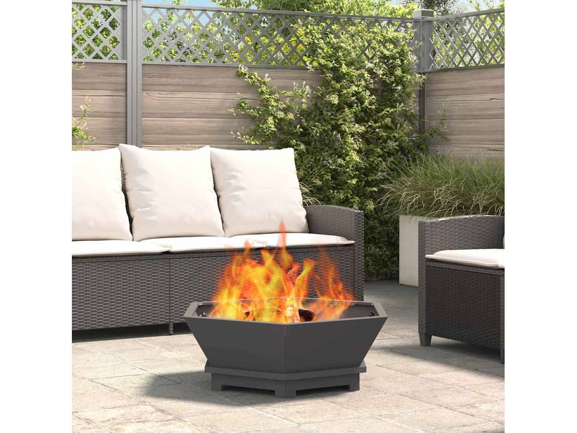 Vidaxl Bowl De Fogo Preto 75 X 75 X 28 Cm Aço Corten