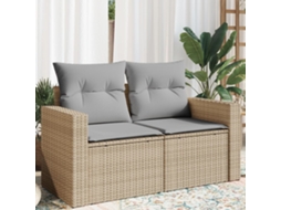 Vidaxl Sofá De Jardim De 2 Lugares Com Almofadões Vime Pe Bege