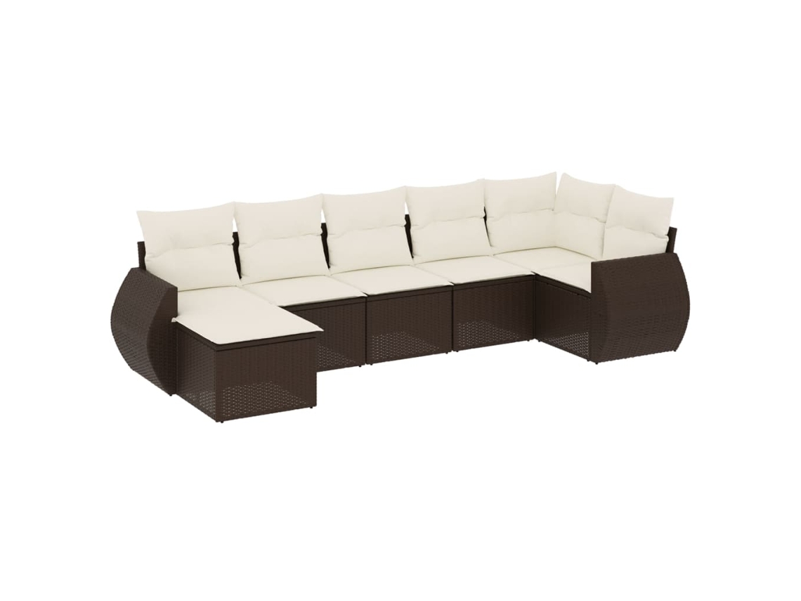 Maison Exclusive - 7 Pcs Conjunto De Sofás Jardim C/ Almofadões Vime Pe Castanho