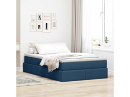 Vidaxl Cama Com Arrumação E Colchão Azul 120 X 190 Cm Poliéster