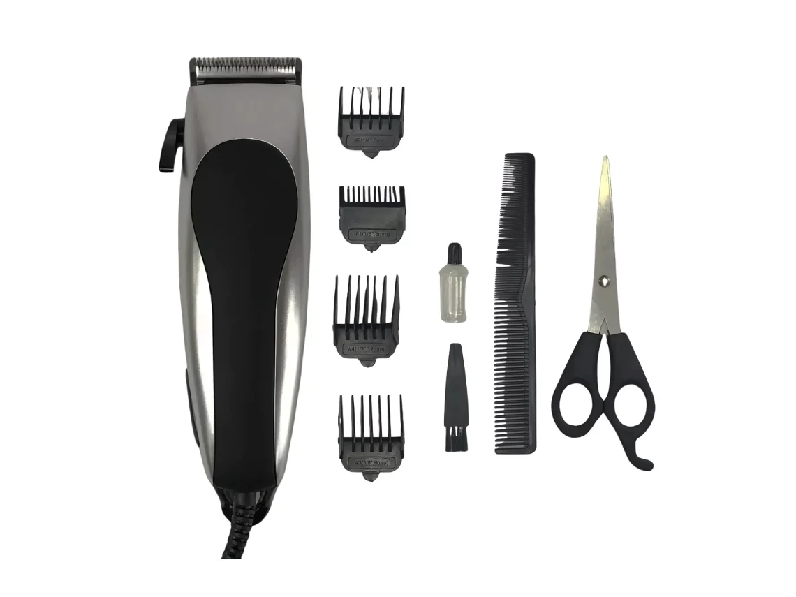 Máquina De Cortar Cabelo Profissional Klack 10w - Kit 10 Peças Com 4 Pentes Guia, Tesoura E Acessórios Para Corte Preciso
