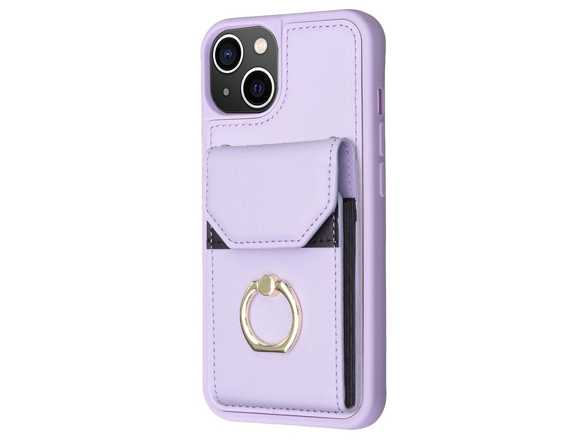 Suporte Casa Para Iphone 15 Pele Sintética Roxo