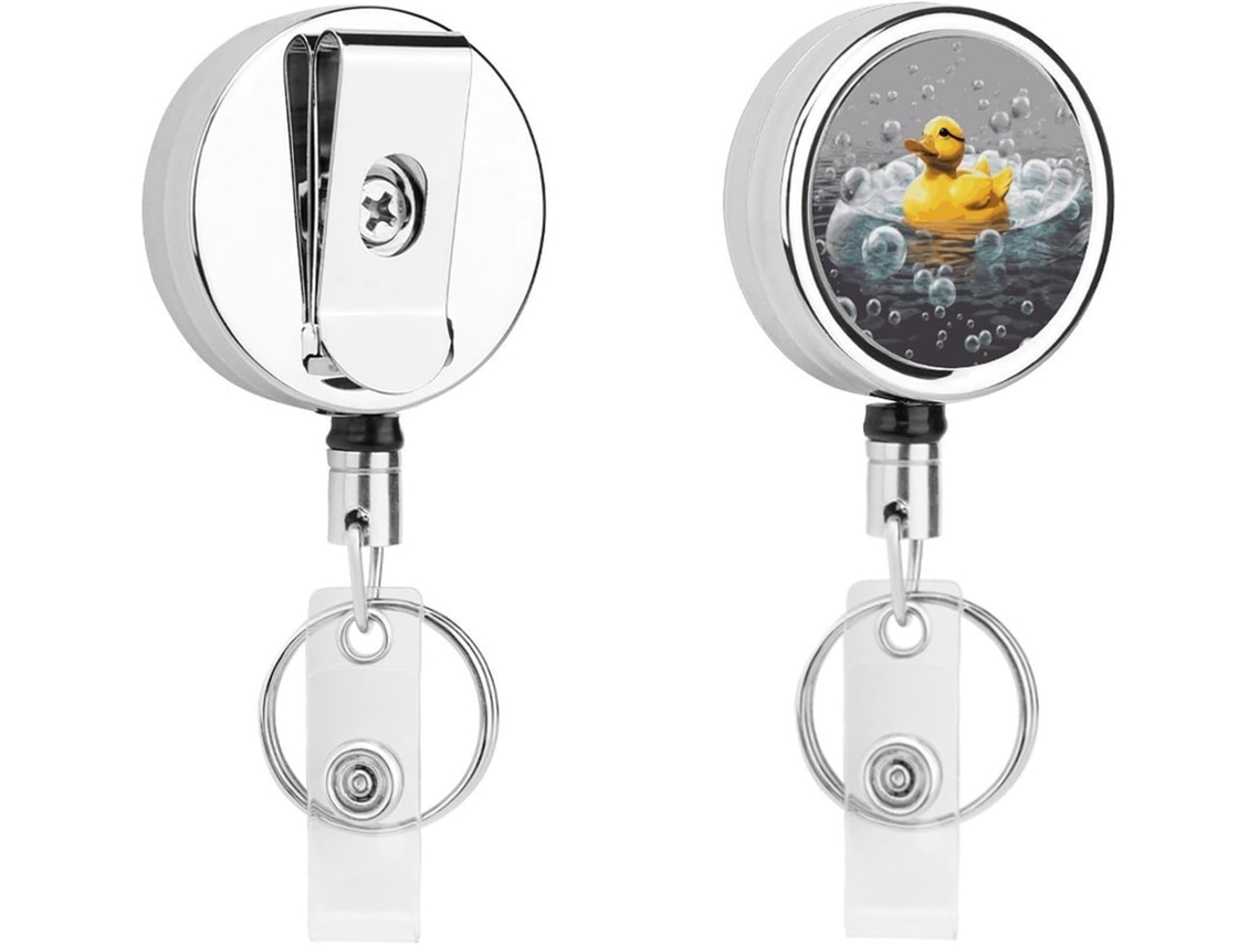 Chaveiro Retrátil Bubble Duck, Chaveiro De Mola Espiral Resistente Em Aço Inoxidável, Clipe De Cinto E Argola De Chave