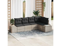 Vidaxl Conjunto De Sofá De Jardim 5 Unid. Cinzento-claro Vime Pe