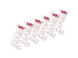 6 meias de Natal Nova Line, com lantejoulas prateadas, 19 polegadas, decorativas