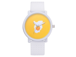 Relógio de Pulso Cute Amarelo Padrão Doce Quartzo Pulseira de Silicone Estilo Casual
