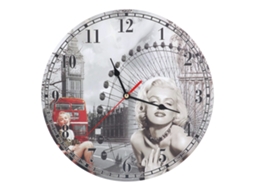 Baok-Reloj De Pared Antiguo Silent Round De Madera Con Numera Arabic Para Sala de Vivo