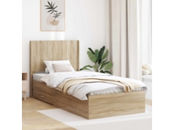 Vidaxl Estrutura De Cama Com Armazenamento E Cabeceira Carvalho Sonoma