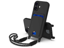 Capa De Silicone Líquido Compatível Com Iphone 17 Com Suporte Para Cartão E Alça Para Cartão.