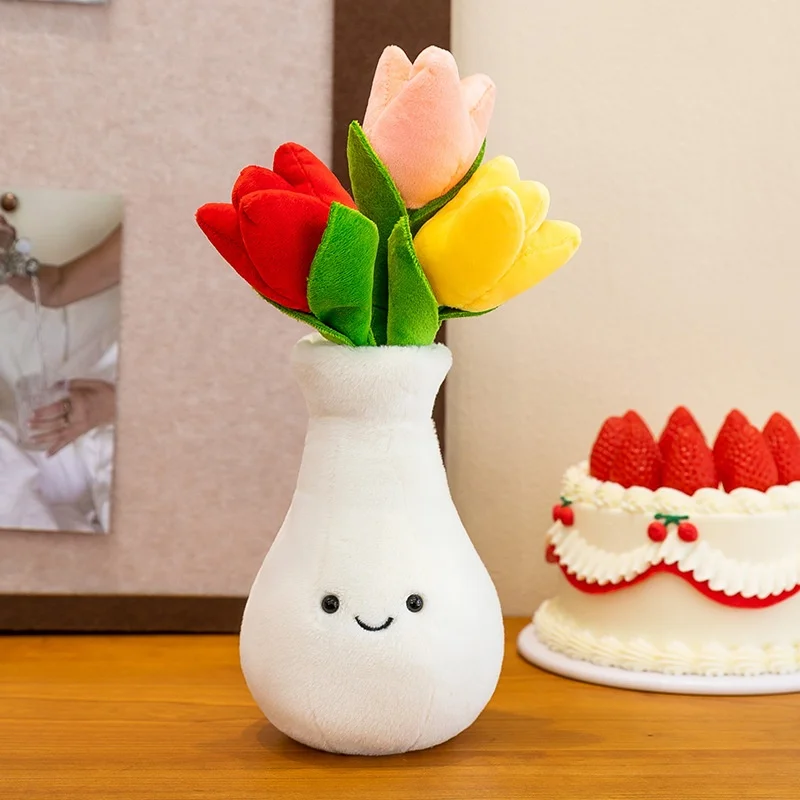 (tulipa) Vaso De Pelúcia Artificial Fofo, Buquê Criativo Para Decoração De Casa