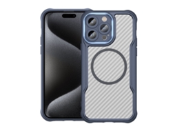 Capa Transparente Para Iphone 15 Pro - Textura De Fibra De Carbono - Magsafe