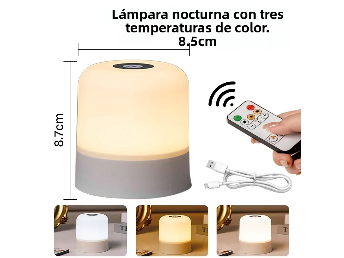 (3 Cores) Luz Noturna Led Recarregável Sensível Ao Toque Com Controle Remoto