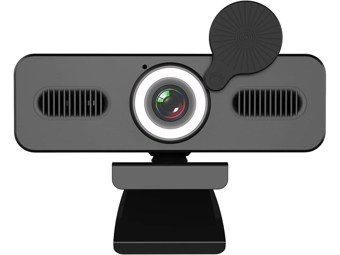 Webcam Hd 1080p Com Luz De Preenchimento, Microfone E Ângulo Amplo De 120° Para Pc (preta)