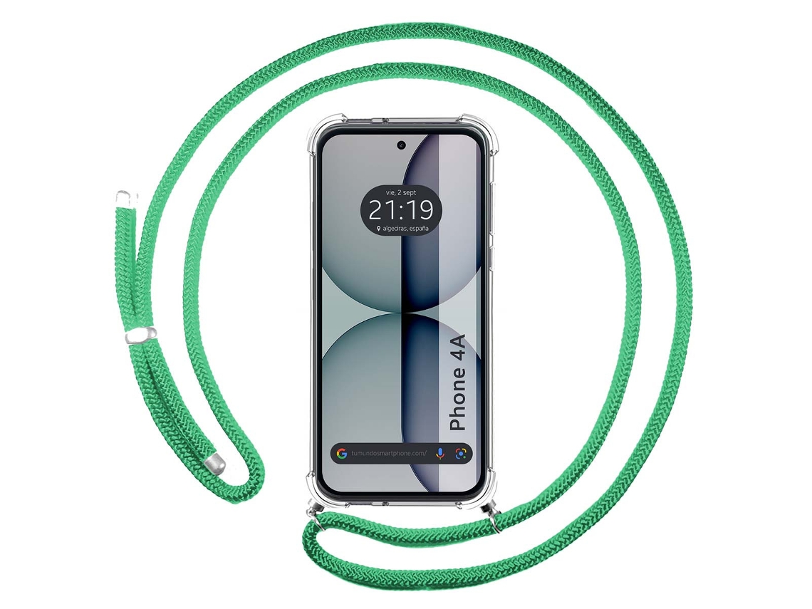 Capa Tumundosmartphone Transparente Para Nothing Phone 4a 5g Com Correia Verde-água