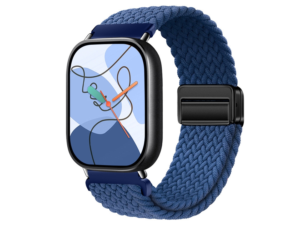 Pulseira de nylon com data magnética compatível com Xiaomi Mi Band 10 Pro, Huawei Fit 5 e Redmi Watch 6, azul oceano frio.
