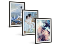 Quadros Decorativos Para Parede Farol, Dançarina Abstrata Moldura Preta Quadros Para A Sala De Estar Espelharte (3 Piezas De 40x60 Cm)