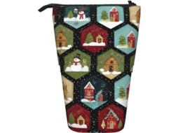 Case Trousse Crayons Télescopique Christmas Hexagons Xmas Snowman Trousse Retractable Crayon Cosmé Debout
