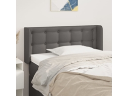 Vidaxl Cabeceira De Cama C/ Abas Couro Artificial 93x16x78/88 Cm Cinza