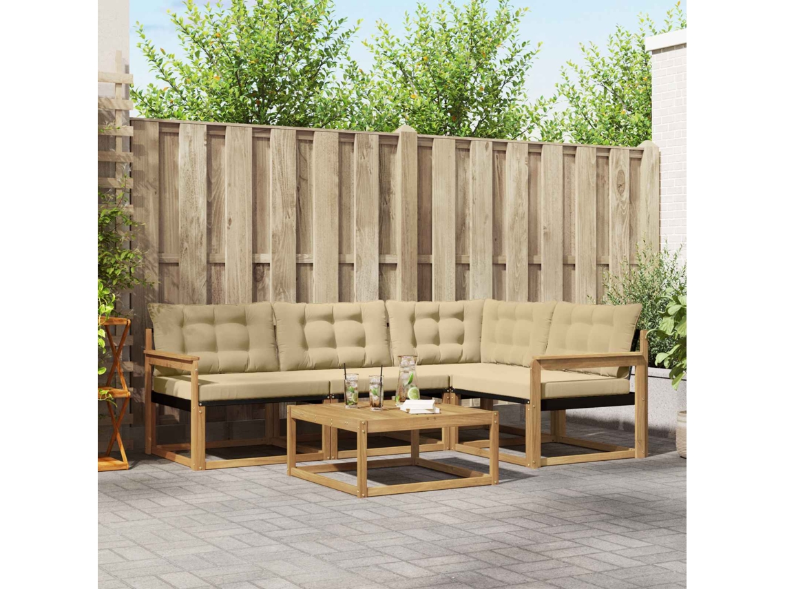 Vidaxl Conjunto De Sofás Para Exterior 5 Pcs Branco E Bege