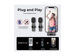 Microfone De Lapela Sem Fio Para Usb-c, Redução De Ruído Plug And Play, Sincronização Automática, Microfone De Lapela Ao Vivo, Vlo