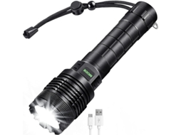 Lanterna Led, Lanterna Superbrilhante De 1000 Lúmens, Lanterna Tática Impermeável Ip55 5 Modos Para Caminhada, Acampamento, Caminhada, Yizhood (preto)