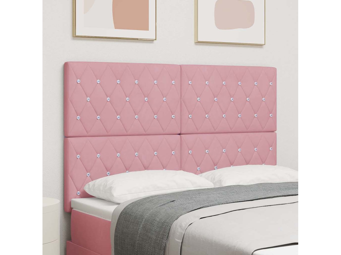 Vidaxl Cabeceira Led Com Fitas Led Com Cabeceira Rosa 160 Cm Veludo