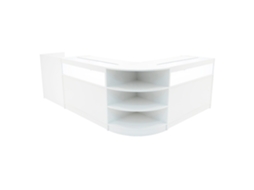 Conjunto de Balcões Comerciais Sagittarius | Branco | LM60 2xB1200 TB60 | MDF e Vidro Temperado | Prateleiras MonsterShop