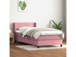 Vidaxl Cama Com Molas/colchão Rosa 90x210 Cm Veludo