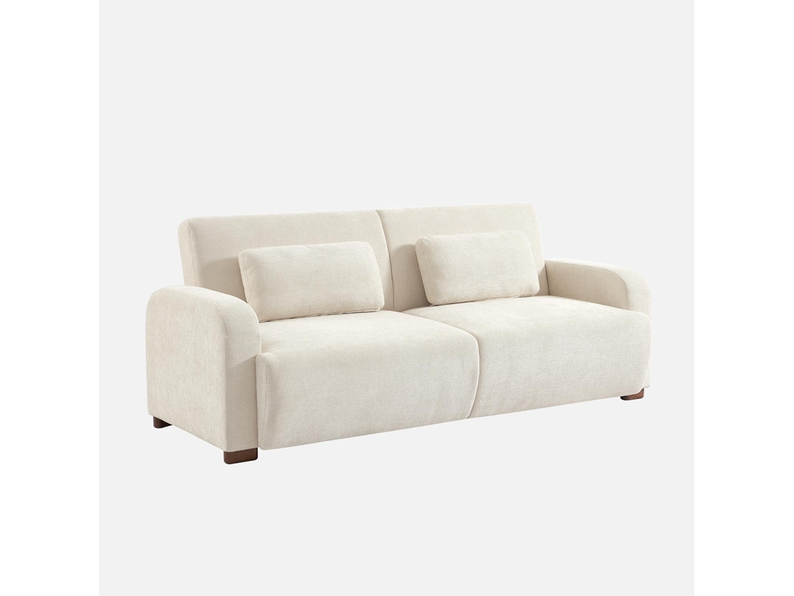Sofá-cama Conversível Em Tecido, 3 Lugares, Branco Sujo