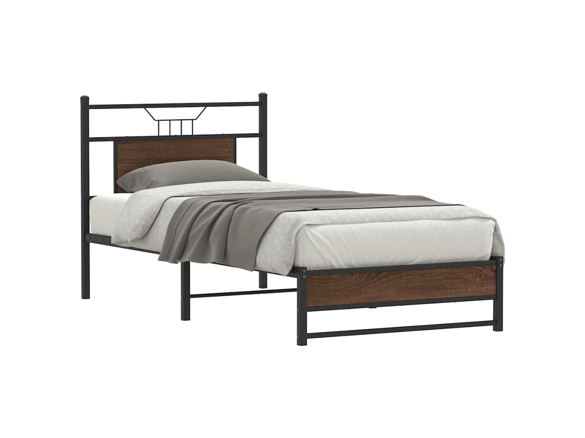 Vidaxl Estrutura Cama S/ Colchão Derivados Madeira Carvalho Castanho