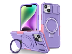 Capa Zruxe Compativel Com Iphone 14 (sliding Camshield - Magsafe - Tpu Hybrid Pc - Rosa - Roxo)