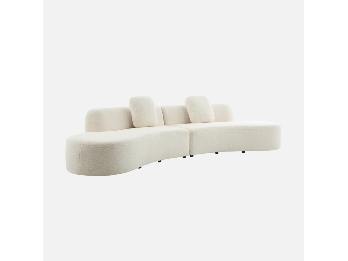 Sofá Virgule Boucle De 5 Lugares, Branco Sweeek