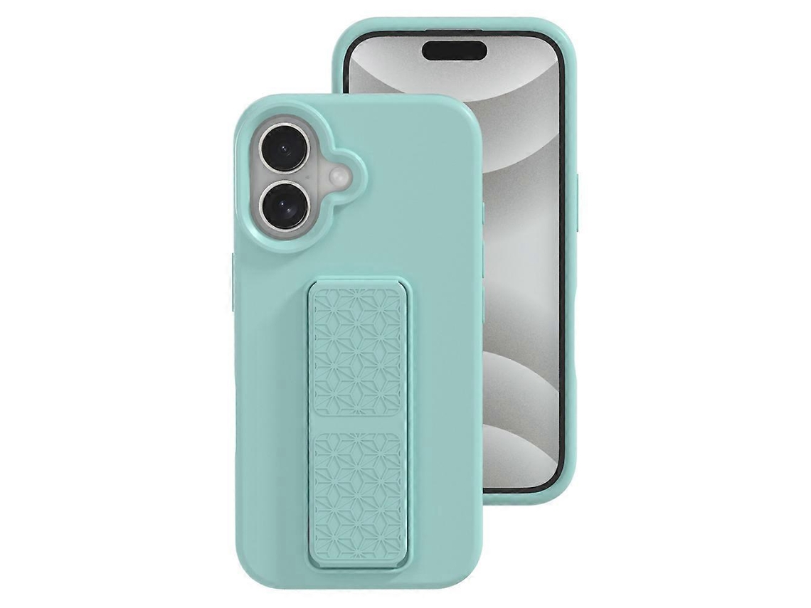 Capa Protetora De Silicone Líquido Com Suporte Oculto Para Iphone 16 Plus, Cor Verde Menta