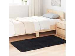 Vidaxl Tapete Shaggy De Pelo Alto Navarra 80x150 Cm Poliéster Preto