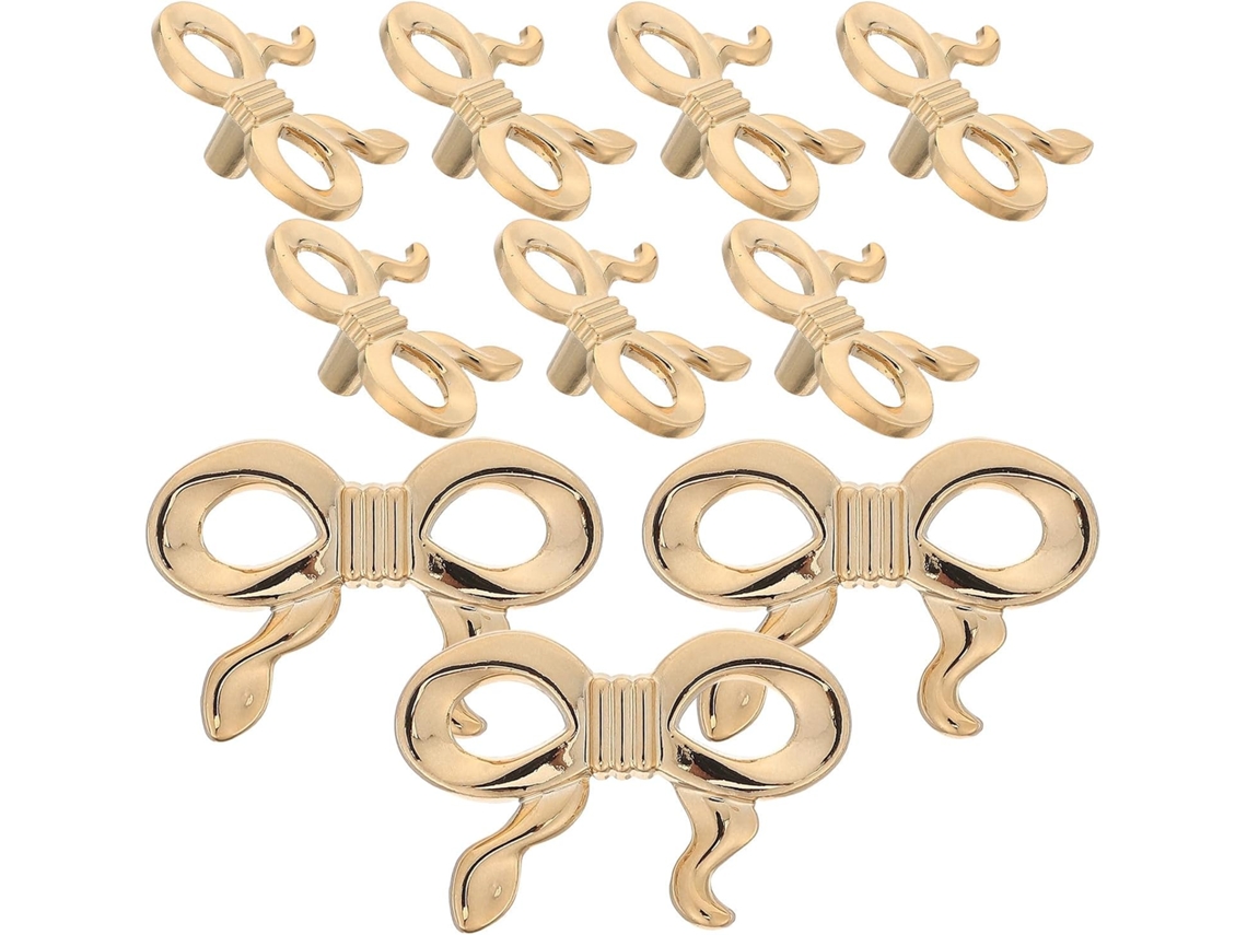 Conjunto De 10 Puxadores Armário Fomiyes Em Liga Zinco Dourada Formato Laço, Design Moderno E Pegada Confortável Para