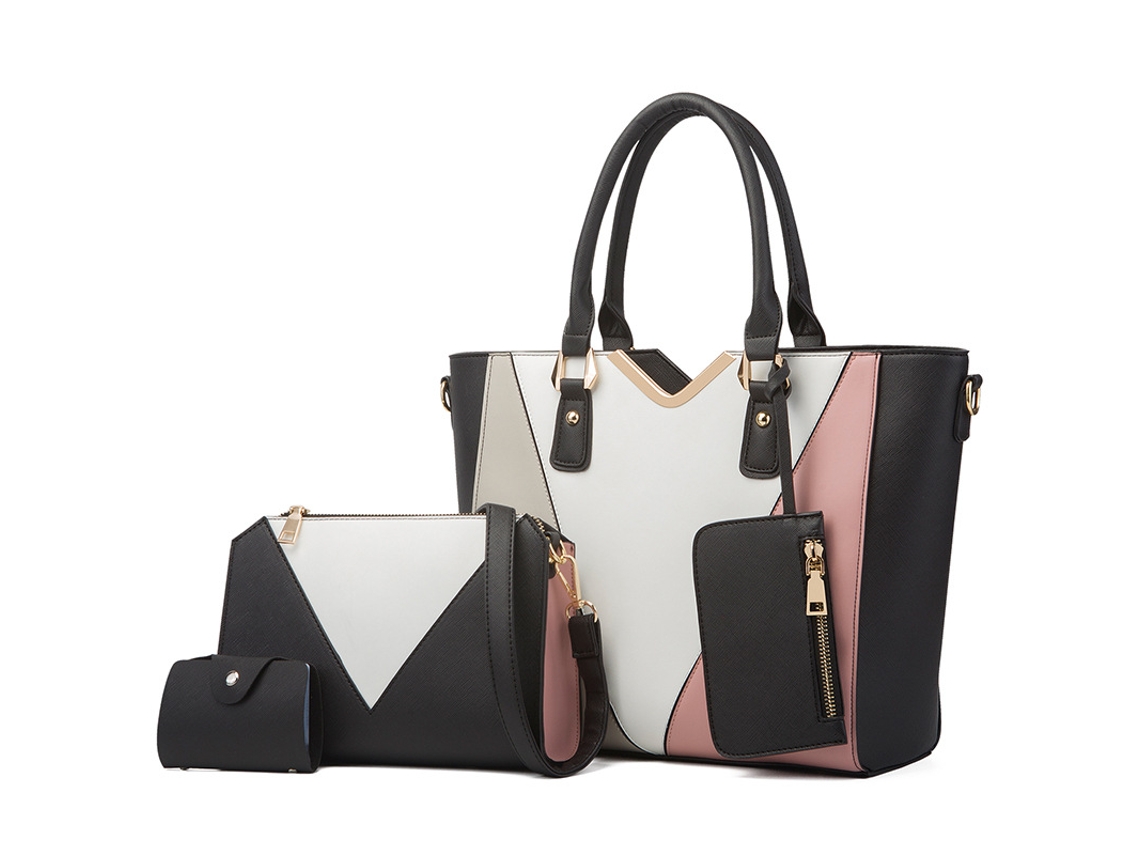 Conjunto De Bolsa Feminina De 4 Peças, Bolsa De Luxo Em Couro Pu, Um Presente Perfeito Para O Dia Dos Namorados (preta) Cuich
