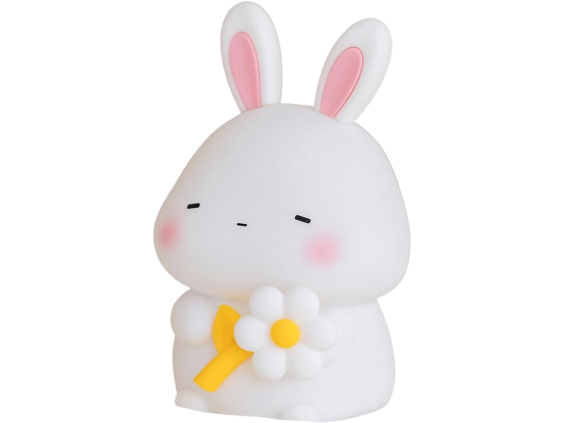 Luminária Noturna De Silicone Com Coelhinhos Desenho Animado Abajur E