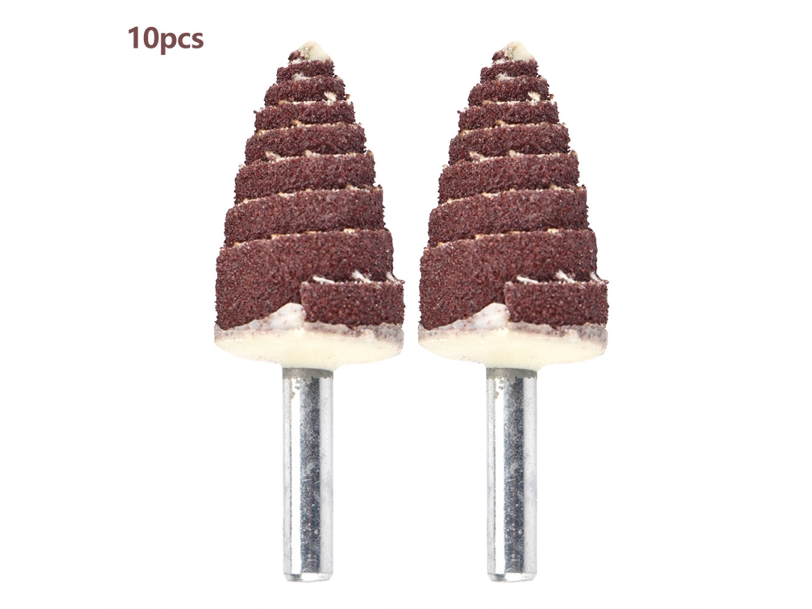 10 Peças De Cabeça De Polimento E Lixamento Em Forma De Cone Roda De Lixa Para Ferramenta Rotatória Mandril 6mm (6*20mm)