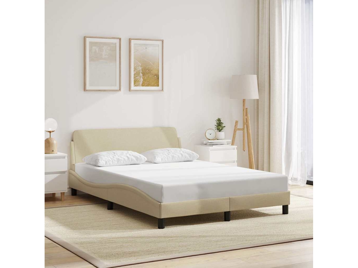 Vidaxl Estrutura De Cama Dover 140x190 Cm Tecido Cor Creme