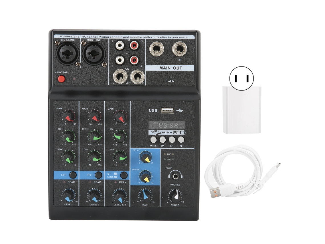 Yncm-mixer De Áudio Usb De 4 Canais Com Placa De Som