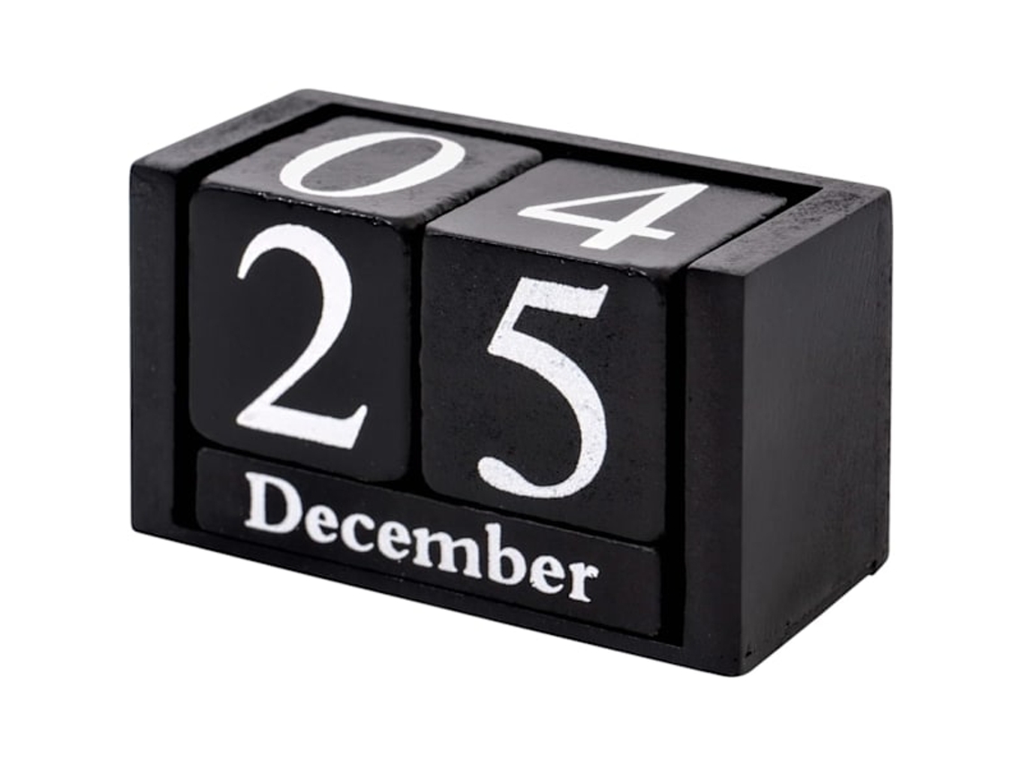 Bloco de Mesa de Madeira com Calendário Perpétuo para Exibição do Mês e da Data BRILVIBERA