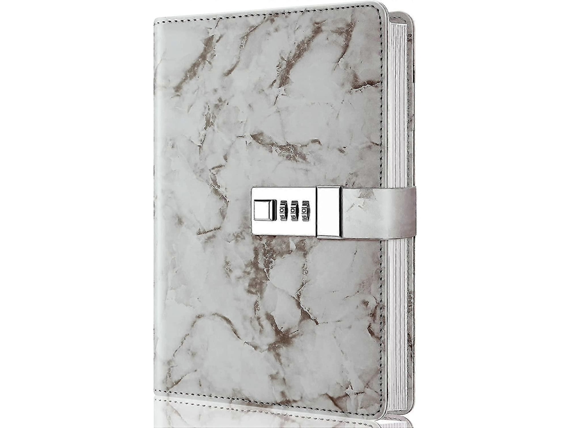 Diário de Mármore com Cadeado, Caderno Diário A5 Recarregável para Meninas e Mulheres, 192 Páginas BRILVIBERA