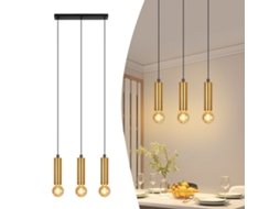 Nettlife Candeeiro Suspenso, Luz Pingente Ouro Com 3 Luzesâmpadas Lâmpada Pendurada, E27, 25 W, Regulável, Em Metal, Para Uso Diário
