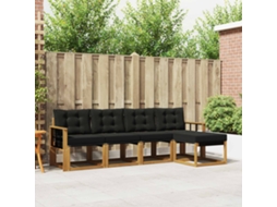 Vidaxl Conjunto De Sofás Para Exterior 5 Pcs Natural E Preto